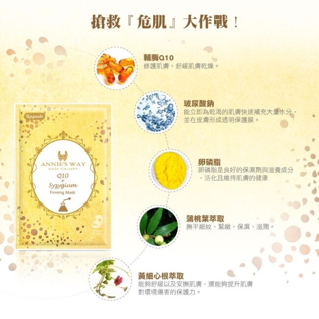 Annies Way 安妮絲薇 夢幻秘境系列 Q10蒲桃緊緻滋潤面膜10片/盒