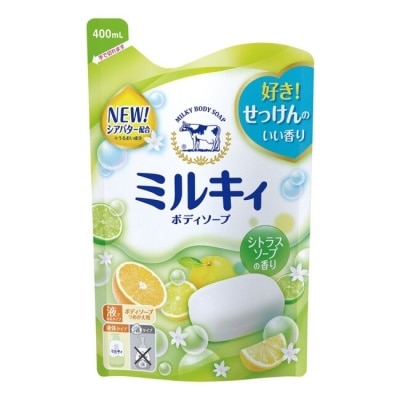 CLEAN牛乳石鹼 牛乳石鹼 牛乳精華沐浴乳補充包(柚子果香)400ML
