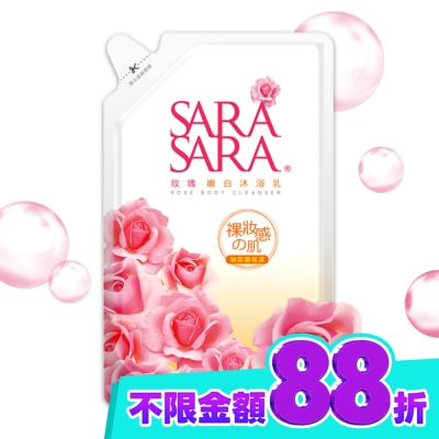 SARASARA 莎啦莎啦 莎啦莎啦 玫瑰嫩白沐浴乳補充包800g image