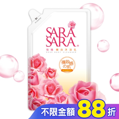 SARASARA 莎啦莎啦 莎啦莎啦-玫瑰嫩白沐浴乳補充包800g