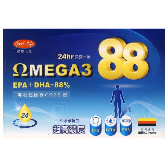 得意人生 德國88%超高濃度Omega-3魚油膠囊 (30粒/盒)