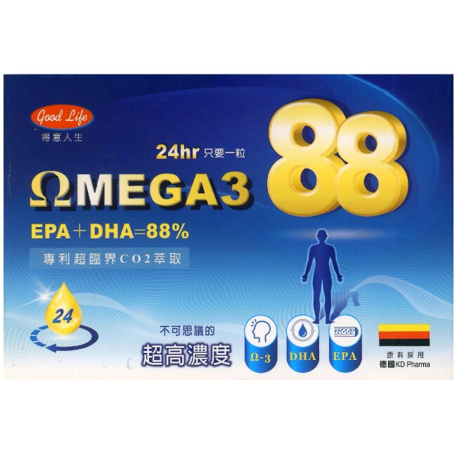 得意人生 德國88%超高濃度Omega-3魚油膠囊 (30粒/盒)