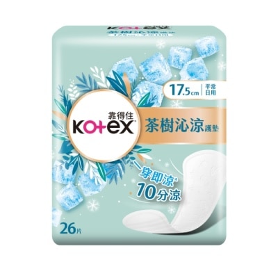 KOTEX 靠得住茶樹沁涼護墊平常日用17.5cm 26片