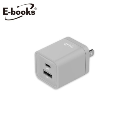 E-BOOKS E-books B59 智能 12W Type C+USB 雙孔快速充電器-灰