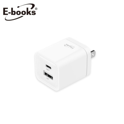 E-BOOKS E-books B59 智能 12W Type C+USB 雙孔快速充電器-白