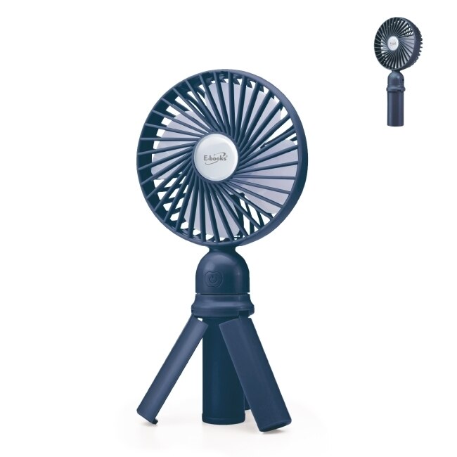 E-books K34 三腳架手持兩用型充電風扇-藍