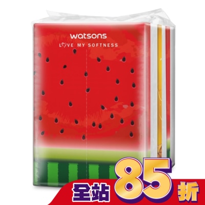 Watsons 屈臣氏 - 屈臣氏旅行包面紙100抽3包(鳳梨西瓜)