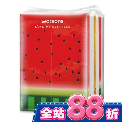 Watsons 屈臣氏 - 屈臣氏旅行包面紙100抽3包(鳳梨西瓜) image