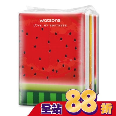 Watsons 屈臣氏 - 屈臣氏旅行包面紙100抽3包(鳳梨西瓜)
