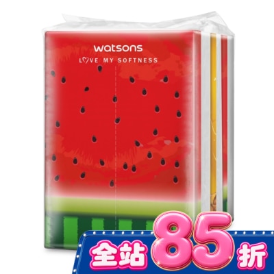Watsons 屈臣氏 屈臣氏旅行包面紙100抽3包(鳳梨西瓜) image