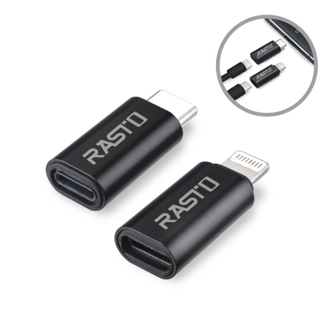 RASTO RX31 Lightning Type C雙向互轉鋁製轉接頭雙入組