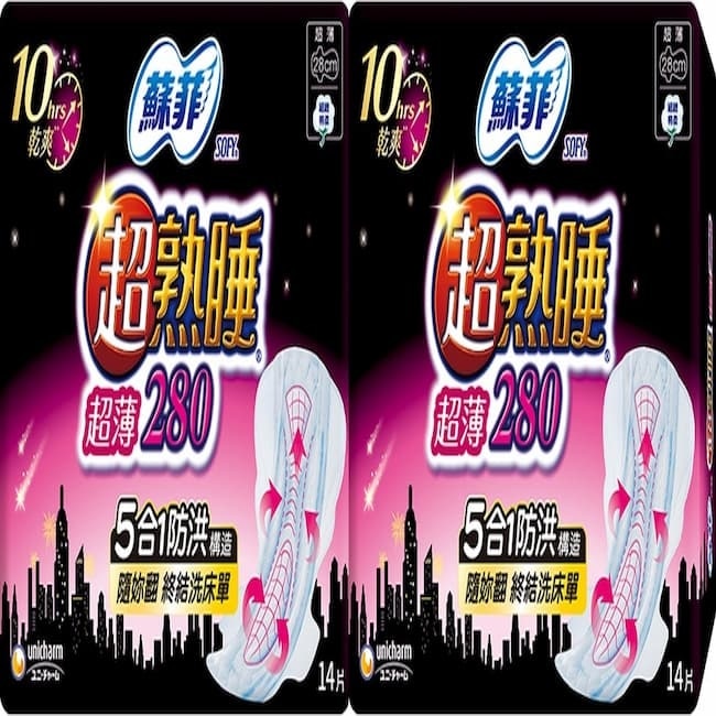 蘇菲超熟睡薄細緻棉柔28cm 14片2包