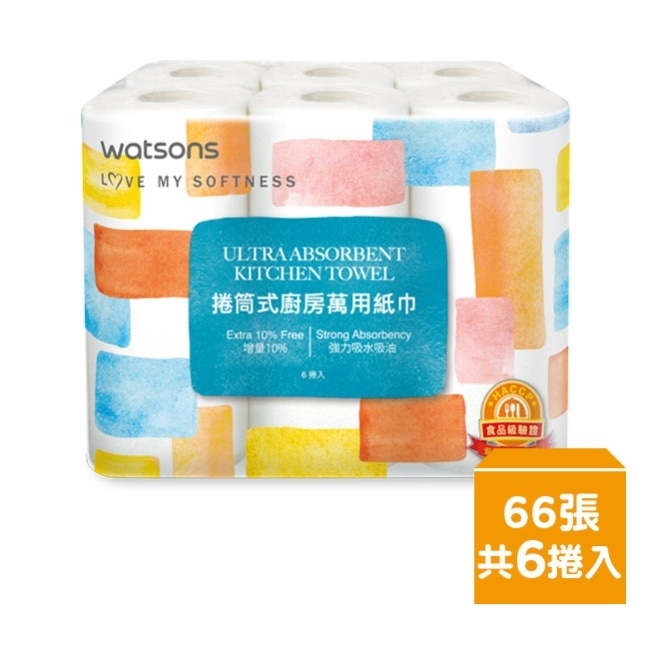 屈臣氏廚房萬用紙巾66組6捲-4串/箱-箱購 image