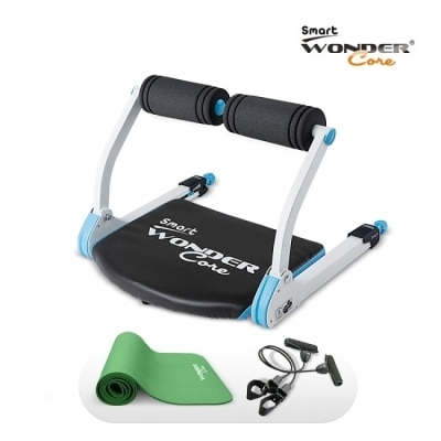 WONDERCORE 【Wonder Core Smart】全能輕巧健身機糖霜藍+運動墊(綠)+拉力繩