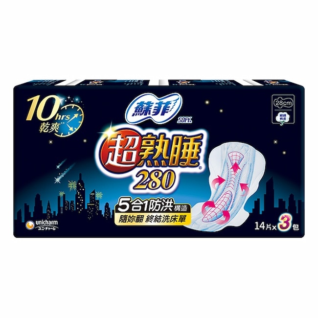 蘇菲超熟睡細緻棉柔28cm 14片3包