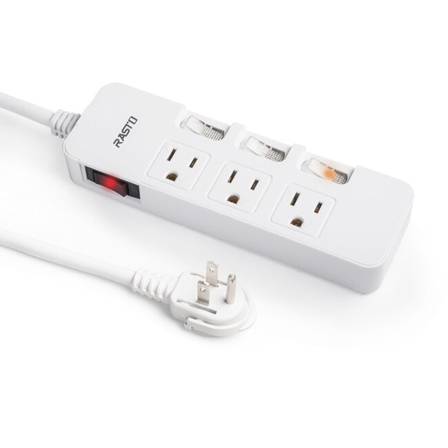 RASTO FE4 四開三插三孔延長線 1.8M-白