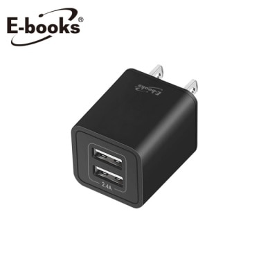 E-BOOKS E-books B45 雙孔2.4A USB快速充電器-黑