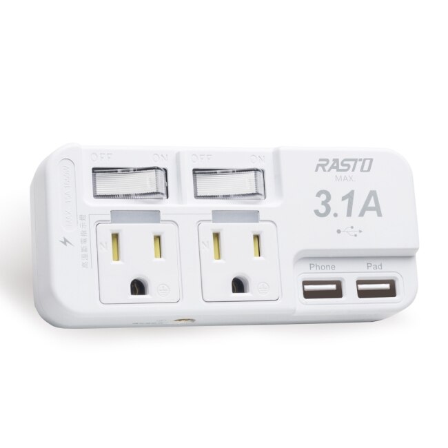 RASTO FP1 二開二插三孔二埠 USB壁插