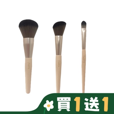 YOSHI YOSHI 時尚奶茶色刷具組-蜜粉刷+斜角腮紅刷+中眼影刷