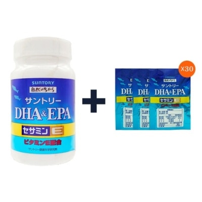 SUNTORY Suntory 三得利 魚油DHA&amp;EPA+芝麻明E120顆+30天份隨身包