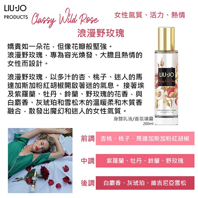 Liu Jo 高貴優雅浪漫野玫瑰香水身體乳液 200ml