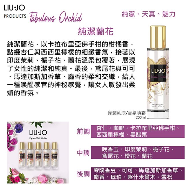 Liu Jo 高貴優雅純潔蘭花香水身體乳液 200ml