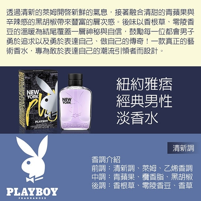 PLAYBOY 紐約雅痞經典男性淡香水 100ml