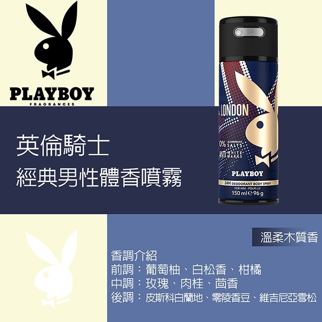 PLAYBOY 英倫騎士經典男性體香噴霧 150ml