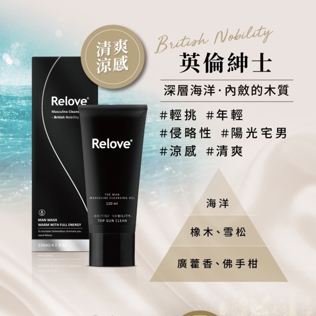 Relove 男性專用私密潔淨凝露涼感-英倫紳士(涼感)120ml