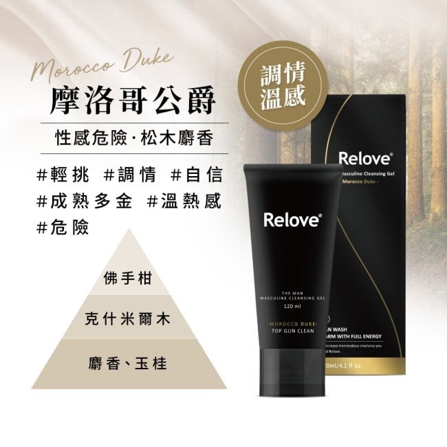 Relove 男性專用私密潔淨凝露-摩洛哥公爵(溫感)120ml