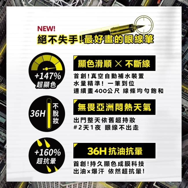 媚比琳 36H極限持久激細抗暈眼線液 極致黑 0.4g #小黑霸