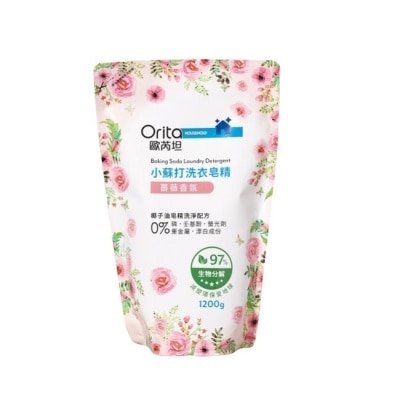 ORITA 歐芮坦小蘇打洗衣皂精補充包(薔薇香氛)1200g