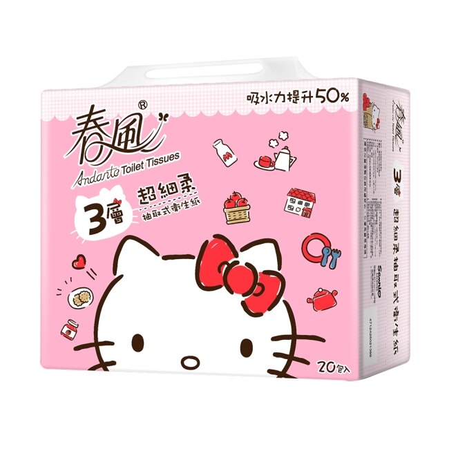 【春風】Hello Kitty 3層抽取衛生紙 90抽20包/串