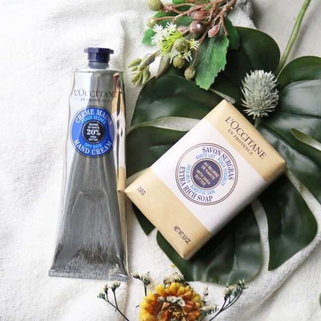 L’OCCITANE 歐舒丹 乳油木清潔保養組-乳油木護手霜150ml+乳油木牛奶皂250g-國際航空版