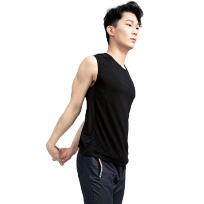 【海夫】COOCHAD Cupro 爽涼纖維 寬肩背心 黑(Cupro158-007)_M號