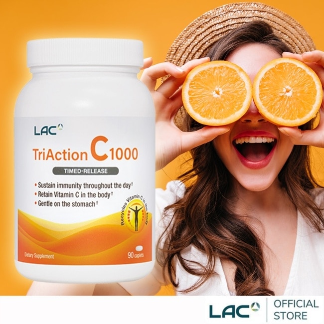 LAC 【LAC利維喜】三效C1000食品錠90錠(三效維生素C/保護力/穀胱甘肽/熱銷主打)