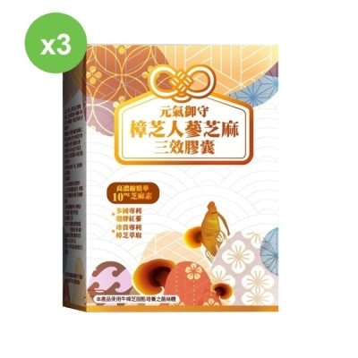 YAYU BIOMED 雅譽生醫 【YAYU Biomed 雅譽生醫】樟芝人蔘芝麻三效膠囊30顆/盒x3盒