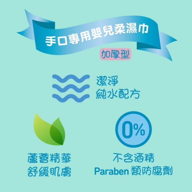 屈臣氏純淨無香嬰兒柔濕巾(加厚型)80片 image