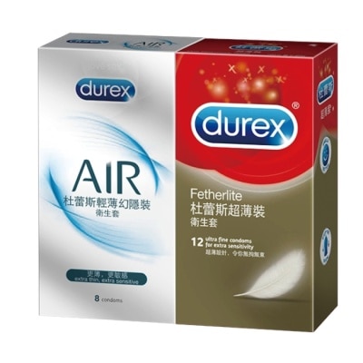 Durex 杜蕾斯 杜蕾斯輕薄幻隱8入+超薄型12入超值組