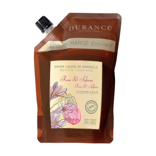 DURANCE朵昂思 精油馬賽液態皂補充包(500ml)-玫瑰番紅花-公司貨