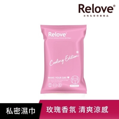 RELOVE Relove 30秒私密肌弱酸清潔濕紙巾-微涼玫瑰香氛(15抽/包)