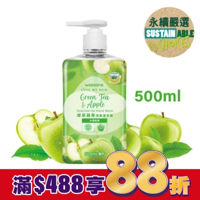 Watsons 屈臣氏 屈臣氏綠茶蘋果清香潔手液500ml
