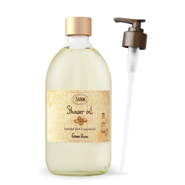 SABON 以色列綠玫瑰沐浴油 附壓頭(500ml)-國際航空版