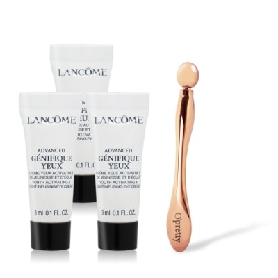 LANCOME蘭蔻 LANCOME 蘭蔻 超未來肌因亮眼精粹霜(3ml)X3+歐沛媞 眼部按摩棒(10X1.5cm)-專櫃公司貨