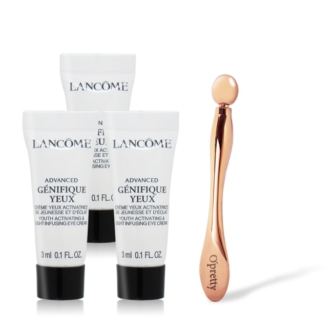 LANCOME 蘭蔻 超未來肌因亮眼精粹霜(3ml)X3+歐沛媞 眼部按摩棒(10X1.5cm)-專櫃公司貨