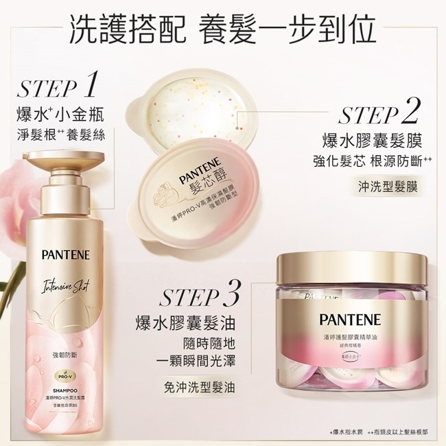 【PANTENE 潘婷】爆水精華系列-爆水小金瓶 PRO-V 水潤洗髮露 530ml(強韌防斷) -包裝轉換中隨機出貨