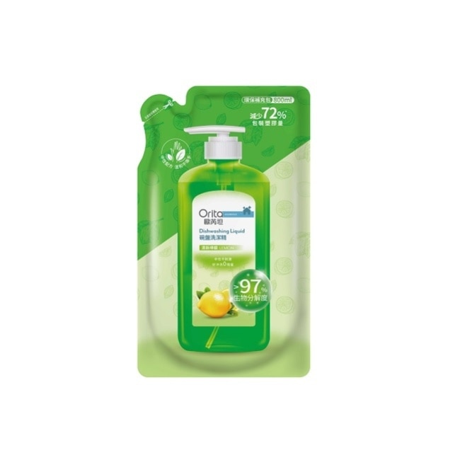 歐芮坦碗盤洗潔精補充包(清新檸檬) 800ml