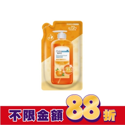 Orita歐芮坦 歐芮坦碗盤洗潔精洗碗精補充包(淨味柑橘) 800ml