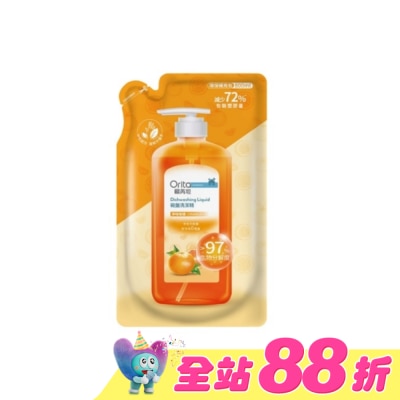 Orita歐芮坦 - 歐芮坦碗盤洗潔精洗碗精補充包(淨味柑橘) 800ml