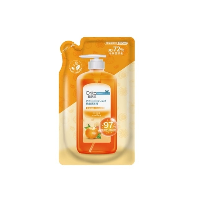 歐芮坦碗盤洗潔精補充包(淨味柑橘) 800ml